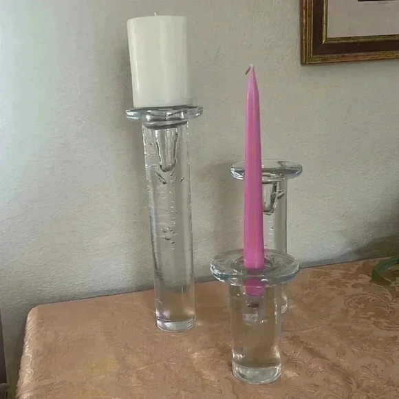 KOSTA BODA Kjell Engman Crystal Candle Holders - Set of 3 - "Cool" Collection - Picture 2 of 8